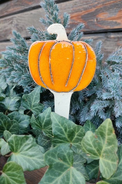 Keramický zápich dýně - ruční výroba