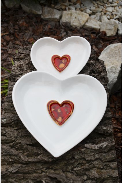 Misky ve tvaru srdce (Velikost větší, Vzor s opilým srdíčkem)