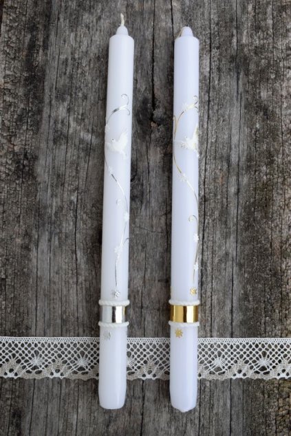 Křestní svíce (Barva zlatá + bílá)