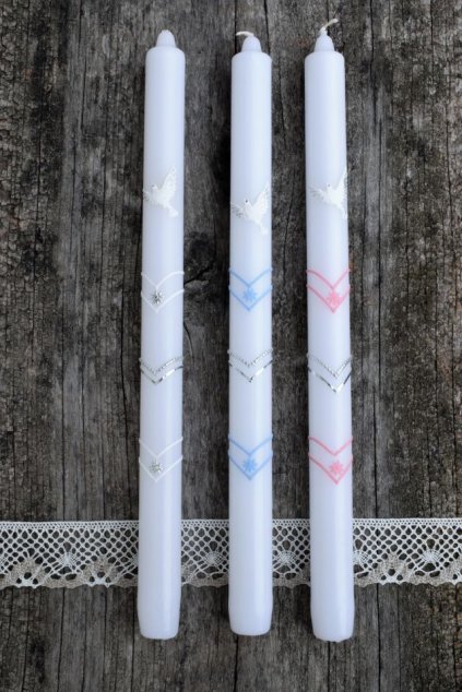 Křestní svíce (Barva stříbrná + modrá)