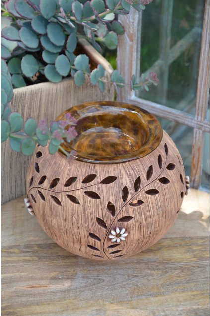 Aromalampy 15 cm/5037 (Barva TMAVÁ, Vzor VĚTVIČKA S KVĚTEM)