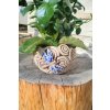 Keramický květináč na sukulenty s vážkou - ruční výroba nevidomých