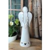 Keramický dekorační bílý anděl 30cm - ruční výroba