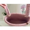 SADA háčkovaný košík s plochým dnem vel M a obdélníkový košík - růžová