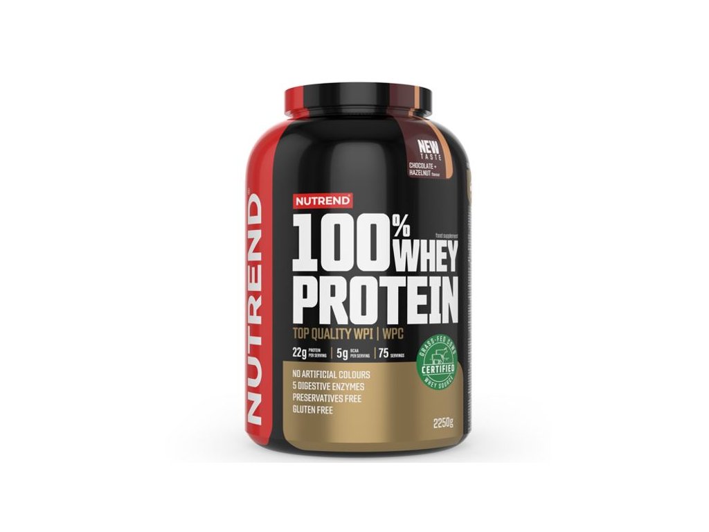 100% WHEY PROTEIN - čokoláda a lískový ořech 2,25kg NUTREND