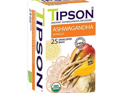 AŠVAGANDA A MANGO BIO - ASHWAGANDHA bylinný čaj porcovaný 25x1,2 g TIPSON