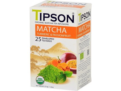 MATCHA TURMERIC & Passion Fruit - KURKUMA A MUČENKA bylinný čaj porcovaný 25x1,5 g TIPSON