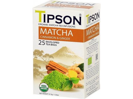 MATCHA - CINNAMON AND GINGER BIO - MATCHA, SKOŘICE, ZÁZVOR - zelený čaj 25 x 1,5 g TIPSON