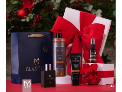 Darčekový Sada Exclusive Glantier 759: Prémiový Parfum 759 + Sprchový Olej 759 + Krém Na Ruky 759 + Olej Na Bradu 759 + Taška
