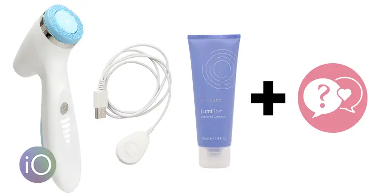 Obsah balení ageLOC LumiSpa iO sada přístroj a gel