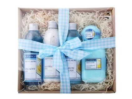 BOTANICO Darčeková sada Mŕtve more Kúpeľová soľ 200 g, šampón/balzam 200 ml, sprchový gél 200 ml, balistik do kúpeľa 50 g, glycerínové mydlo 200 g 5 ks