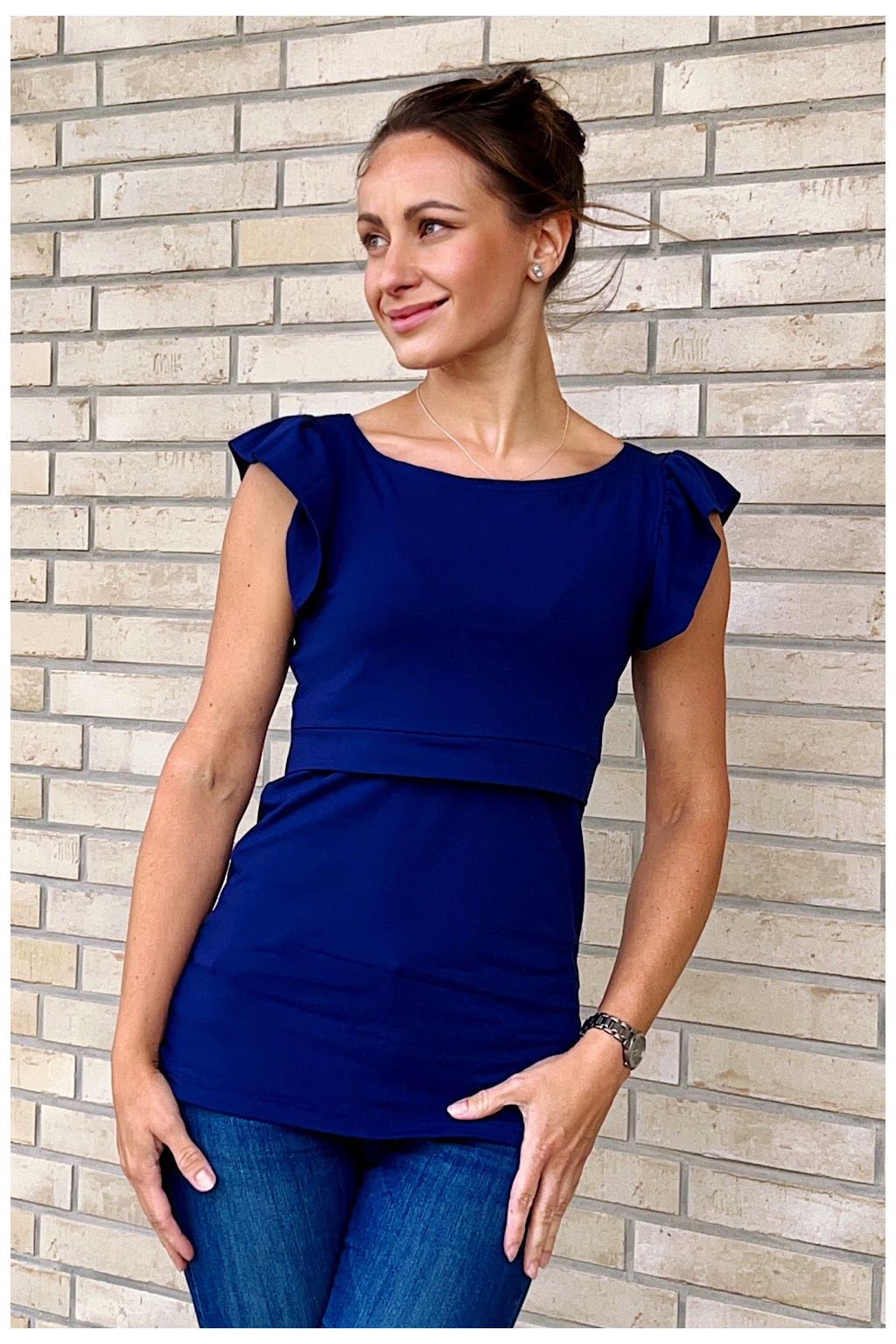 Kojicí tričko volánky MODAL Signature blue NOVINKA