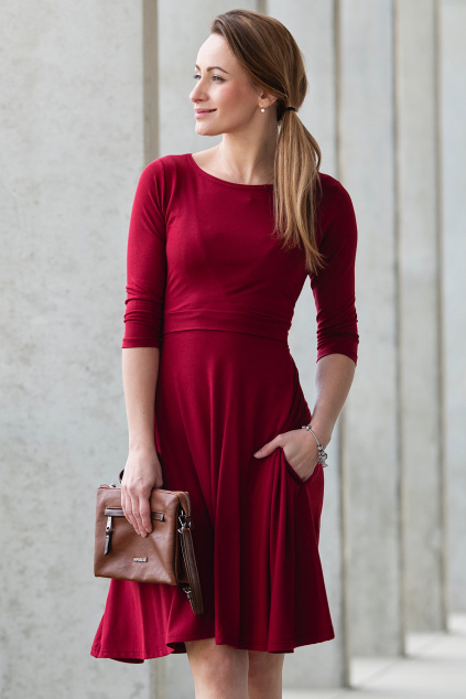 Adaptivní šaty Amalie wine - s kapsami