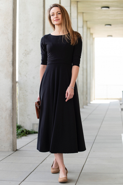 Kojicí šaty Midi BIO bavlna + modal black
