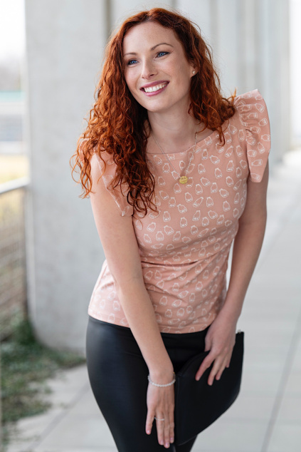 Adaptivní tričko Paola milky way pink - volánky