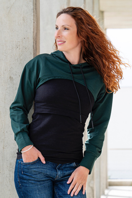 MINI crop mikinka Nikita BAVLNA deep green