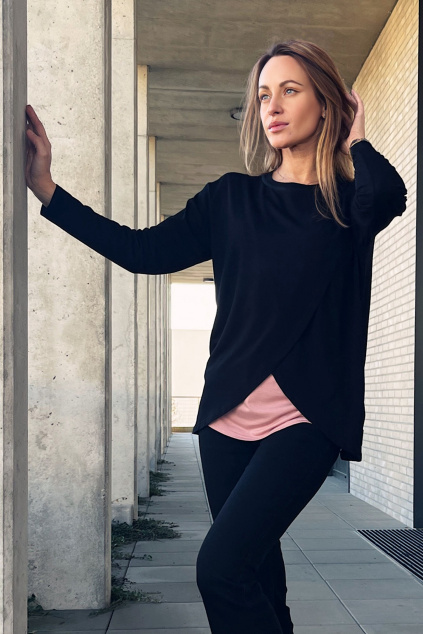 Adaptivní tričko Elodie černá / pudrová růžová