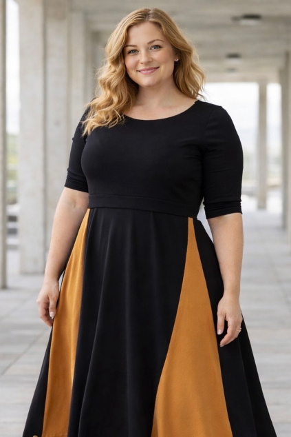 Adaptivní šaty Midi black/karamel