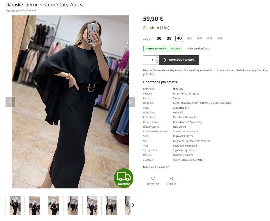 Výber produktu na e-shope Krásna móda