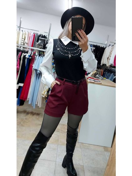 Bordové kraťasy Daphne, Bordová (Veľkosť S)