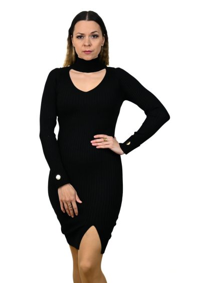 Čierne obtiahnuté šaty, Čierna (Veľkosť S/M)