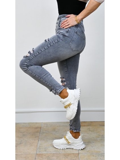 Potrhané rifle Cory, Sivá (Veľkosť XS)