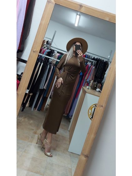 Hnedé dlhé šaty Mocca, Hnedá (Veľkosť S/M)