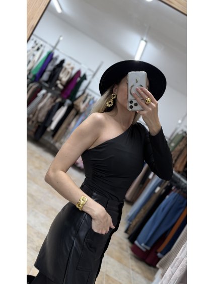 Dámsky top na jedno rameno Novara, Čierna (Veľkosť S/M)