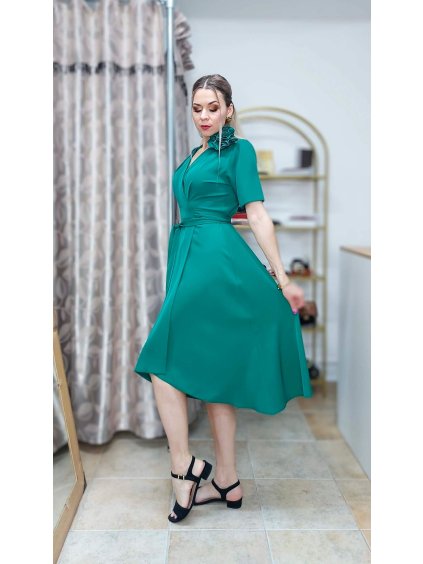 Zavinovacie zelené šaty Florence, Zelená (Veľkosť 42)