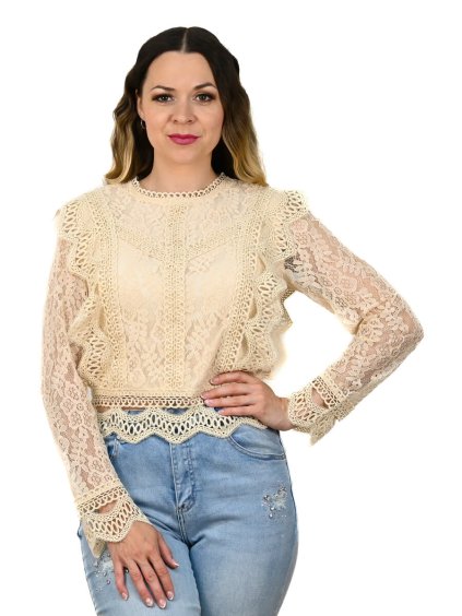 Krajková blúzka Elisabeth, Béžová (Veľkosť S)