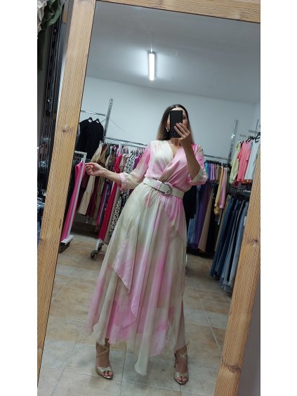 Elegantné dlhé šaty Vienna, Béžová (Veľkosť 36)