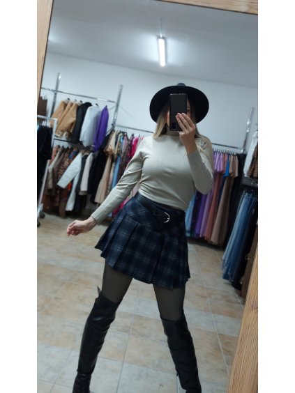 Tmavomodrá károvaná minisukňa Tara (Veľkosť S/M)