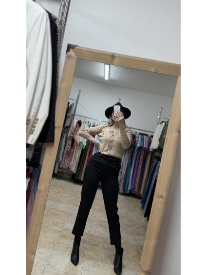 Elegantné čierne nohavice Norel, Čierna (Veľkosť S)