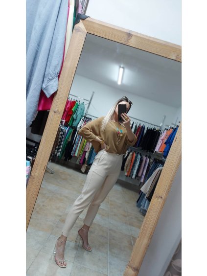 Béžové nohavice Clay, Béžová (Veľkosť S)