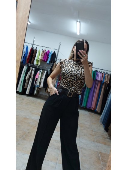 Čierne elegantné nohavice Laysa, Čierna (Veľkosť S)