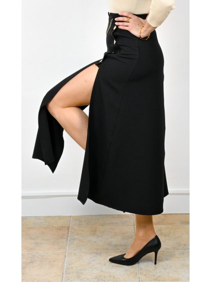 Dlhá sukňa s rozparkom, Čierna (Veľkosť S)