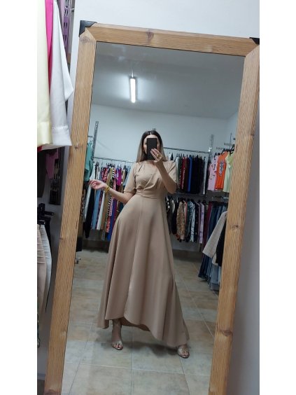 Šaty na svadbu dlhé Florence, Béžová (Veľkosť 36)