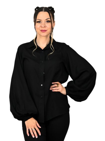 Čierna blúzka s balónovými rukávmi (Veľkosť S/M)