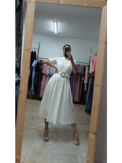 Biele midi šaty Adelaide, Krémová (Veľkosť 36)