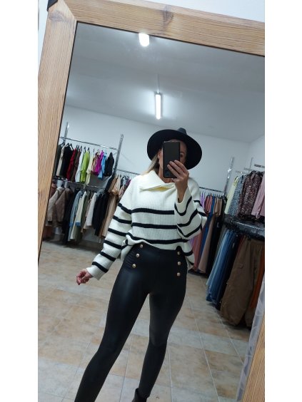 Kožené legíny s vysokým pásom, Čierna (Veľkosť S/M)