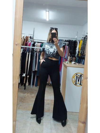 Zvonové nohavice Leona, Čierna (Veľkosť S)