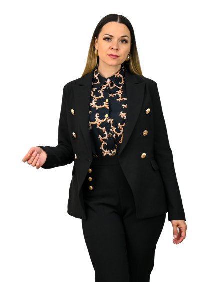 Čierne sako so zlatými gombíkmi, Čierna (Veľkosť S)