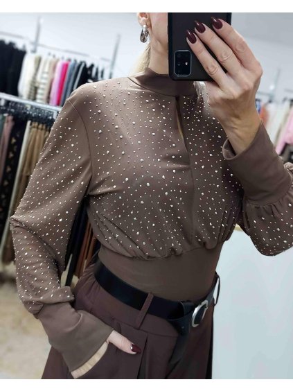 Trblietavá blúzka Orion, Hnedá (Veľkosť S/M)