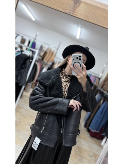 Čierna dámska aviator bunda Ebony (Veľkosť S)