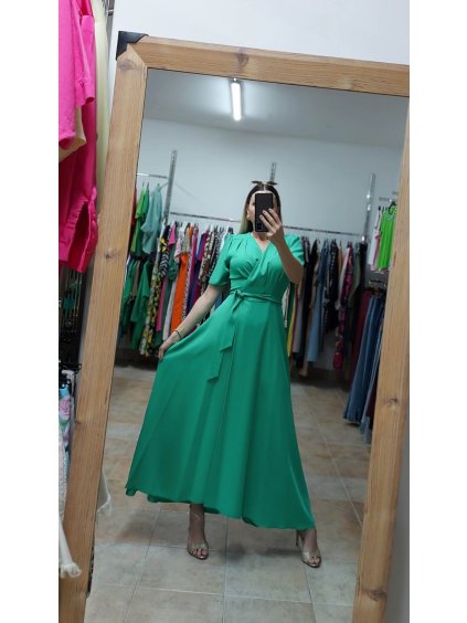 Dlhé zelené šaty na svadbu Suzie, Zelená (Veľkosť 36)