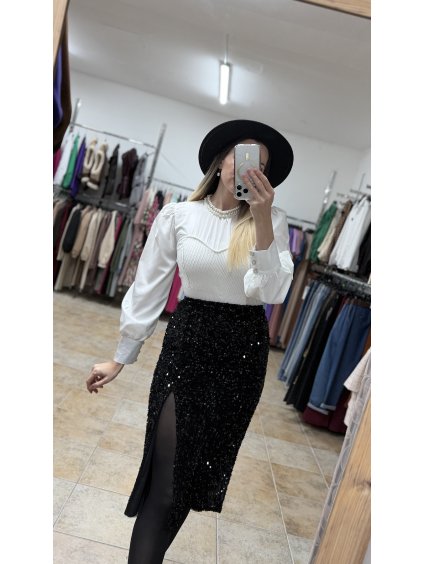 Čierna flitrovaná sukňa Belia (Veľkosť S/M)