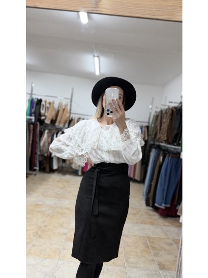 Čierna sukňa po kolená Nyra (Veľkosť 36)