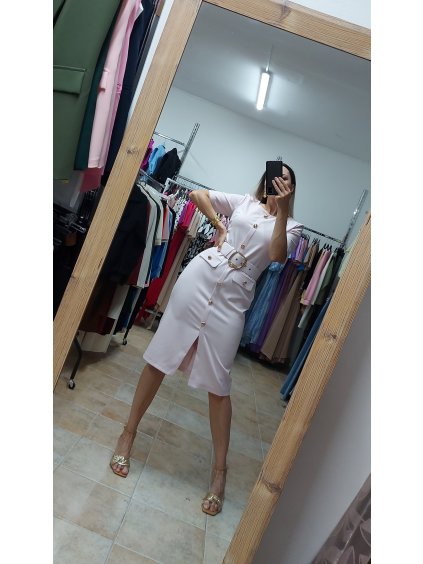 Púdrovo ružové šaty Carmen, Ružová (Veľkosť 36)