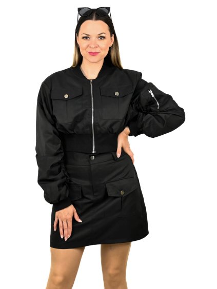 Dámska bombera + sukňa, Čierna (Veľkosť S/M)