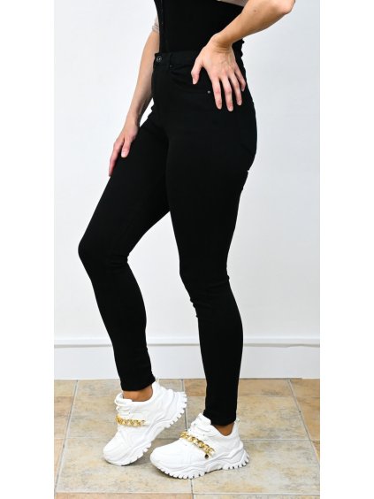 Čierne rifle s vysokým pásom Simply, Čierna (Veľkosť XS)